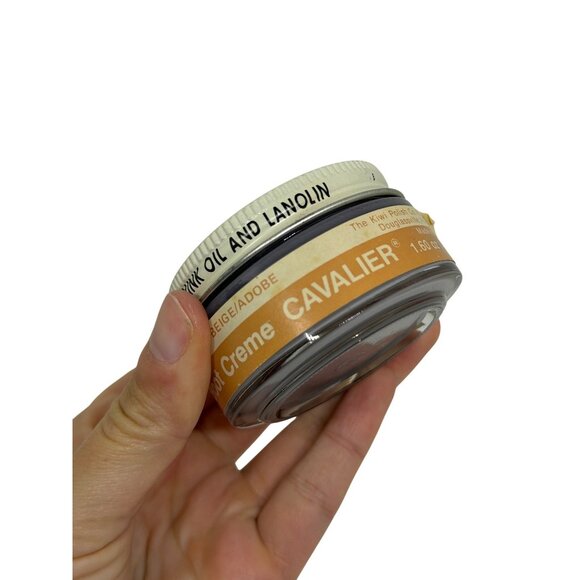 Vintage Cavalier Shoe Creme Deluxe 1.60 oz Neutral Leather Polish Glass Jar USED - Picture 4 of 5